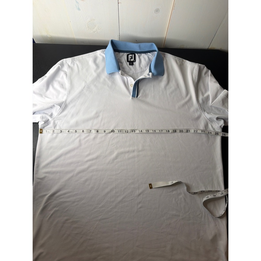 FootJoy Mens XL White Blue Performance Golf Polo Shirt - Picture 6 of 10